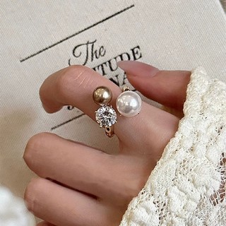Nhẫn Zircon Ngọc Trai DREJEW Cho Nữ Thời Trang Cao Cấp Có Thể Điều Chỉnh Mở Nhẫn Chỉ Số Nhẫn Ngón Tay