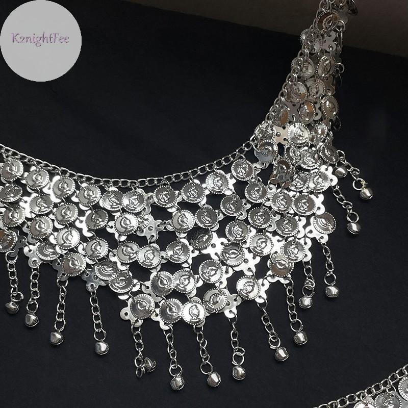 K2nightFee Kim Loại sel Thắt Lưng Vintage Bạc Phong Cách Bohemian Thắt Lưng Cơ Thể Trang Sức Eo Trang Sức Phong Cách Dân Tộc Thắt Lưng VN
