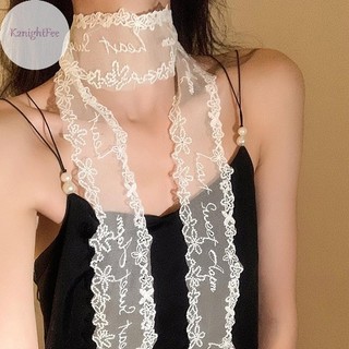 K2nightFee Thêu Ruy Băng Dài Và Thắt Lưng Phụ Kiện Ren Pháp Khăn Mùa Hè Rỗng Hoa Dài Ruy Băng Khăn Buộc Tóc Snood VN