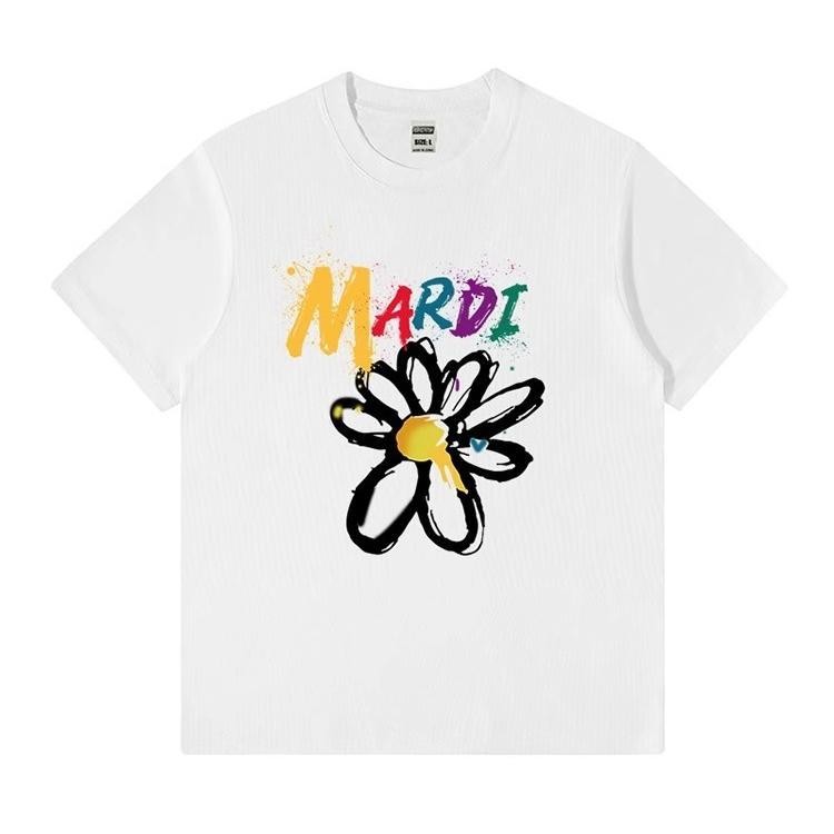 Mardi Moment Mùa Hè Graffiti Daisy 2025 Cotton Nguyên Chất Áo Thun Nữ Tay Ngắn Cặp Đôi Nam Nữ Cao Cấp