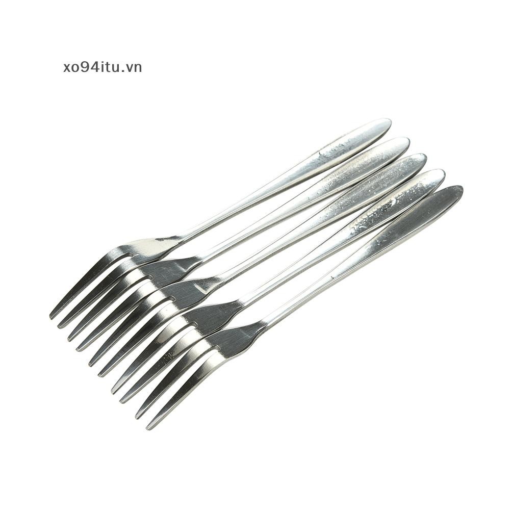 XOITU 5 Chiếc Nĩa Trái Cây Bằng Thép Không Gỉ Hai Răng Món Tráng Miệng Nĩa Gia Đình Đồ Dùng Nhà Bếp VN
