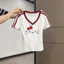 Mỹ Retro Spice Girls Hai Sọc Tích Cực Vai Áo Thun Nữ Mùa Hè 2025 Hoạt Hình Mới Áo Ngắn [BL]
