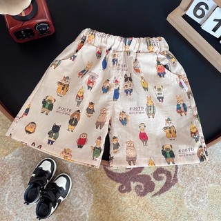 Bộ áo sơ mi mỏng cho bé trai mùa hè, phong cách Hàn Quốc, in hình hoạt hình, tay ngắn và quần short, bộ hai mảnh
