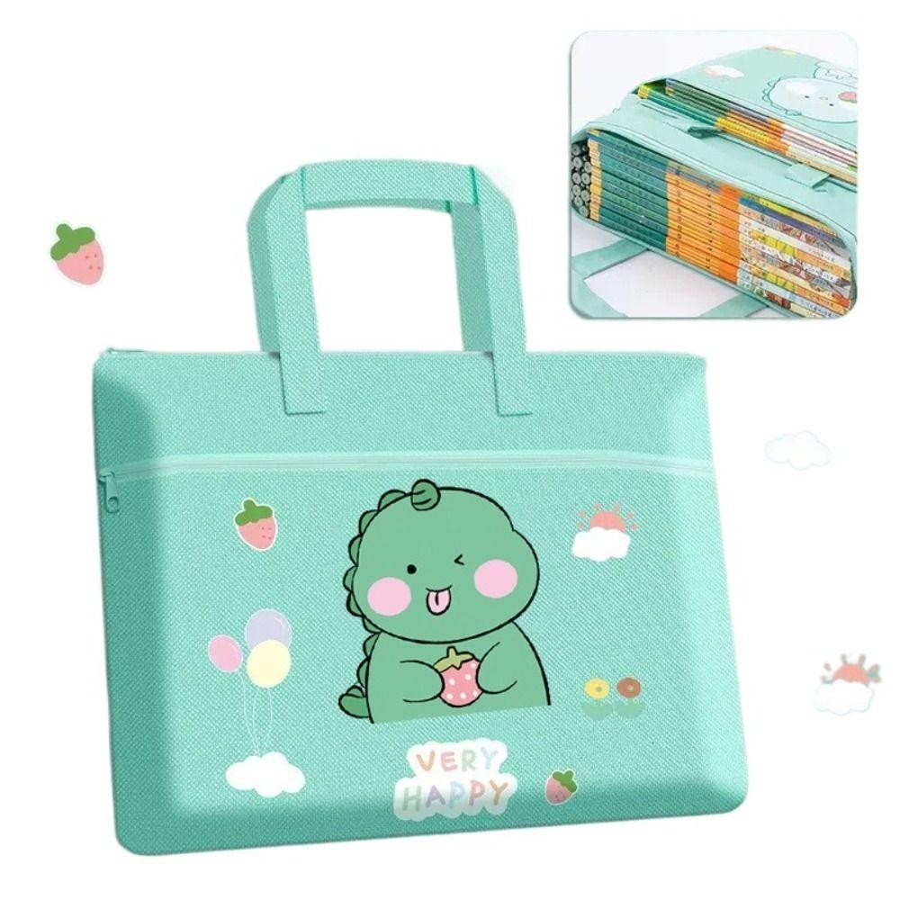 Túi đựng hồ sơ tuyệt vời, Túi đựng hồ sơ hoạt hình bằng vải Canvas, Dây kéo hai lớp dung tích lớn dành cho sinh viên Đồ dùng học tập Tote