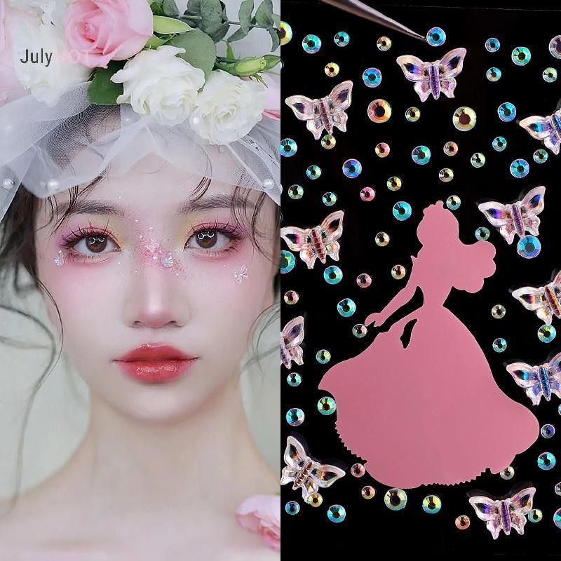 JULYHOT Mặt Kim Cương Giả Miếng Dán Đá Quý Pha Lê Hình Xăm Tự Dính Body Brow Trang Điểm Phối Kích Thước Cổ Tích Làm Đẹp Nhiều Màu Sắc Massivedeals