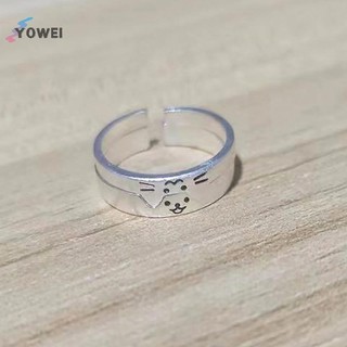 YOWEI Thời Trang Có Thể Điều Chỉnh Mở Đầu Chó Cặp Đôi Nhẫn Dành Cho Nữ Đa Năng Dễ Thương Chồng Lên Nhau Đeo Nhẫn Phụ Kiện Trang Sức Quà Tặng VN