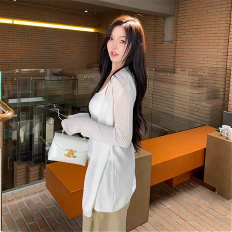 SUXI Áo len Cardigan màu hồng đơn giản nhẹ nhàng phong cách mới mùa hè dành cho nữ 250522