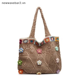 [Mới] Túi Tote dệt hoa Boho Túi đeo vai du lịch thông thường thời trang mùa hè dành cho nữ Túi mua sắm sức chứa lớn.