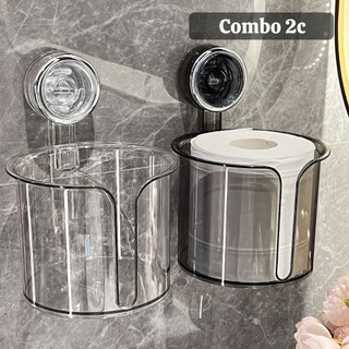 (SẴN) Hộp đựng giấy vệ sinh trong suốt MAISON hút chân không có khe rút giấy, Hộp đựng khăn giấy phòng tắm