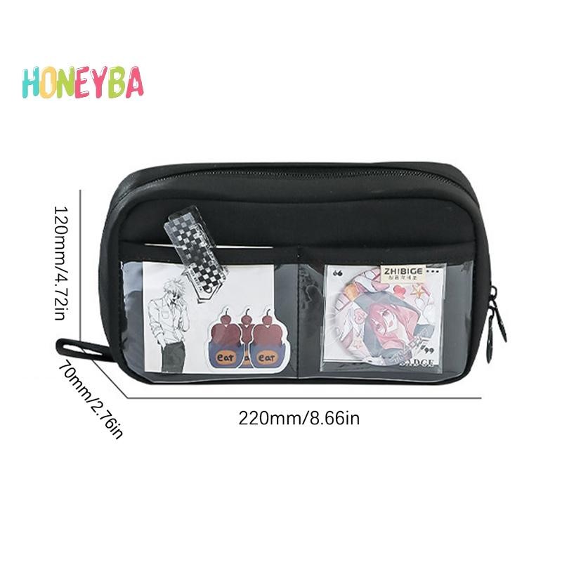 < Honeyba > Túi đựng bút chì trong suốt 5 lớp mới có sức chứa lớn và thiết kế nhẹ Đồ dùng học tập Hộp đựng bút chì cho bé gái