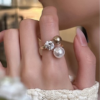Nhẫn Zircon Ngọc Trai DREJEW Cho Nữ Thời Trang Cao Cấp Có Thể Điều Chỉnh Mở Nhẫn Chỉ Số Nhẫn Ngón Tay