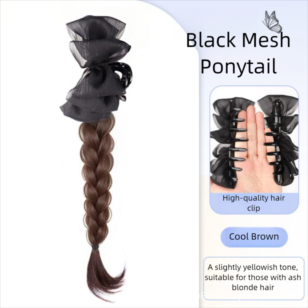 GOJO Twist Braid Tóc Giả Tổng Hợp, Kẹp Nơ Đuôi Ngựa Cloud Bubble Cao, Phụ Kiện Tóc Cho Nữ