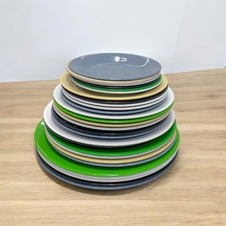 Dĩa Nhựa Melamine Tròn Cạn Màu Trắng (Nhiều Size 13.5cm - 27.5cm) - Đựng Cơm Sườn, Thức Ăn