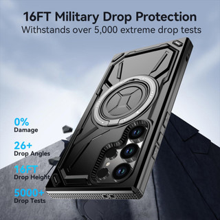 Dành cho Samsung Galaxy S25 Ultra / S24 Plus / S23 FE Ốp điện thoại từ tính Giá đỡ vòng PC cứng Mặt sau TPU mềm Cạnh chống trượt Vỏ mỏng chống sốc