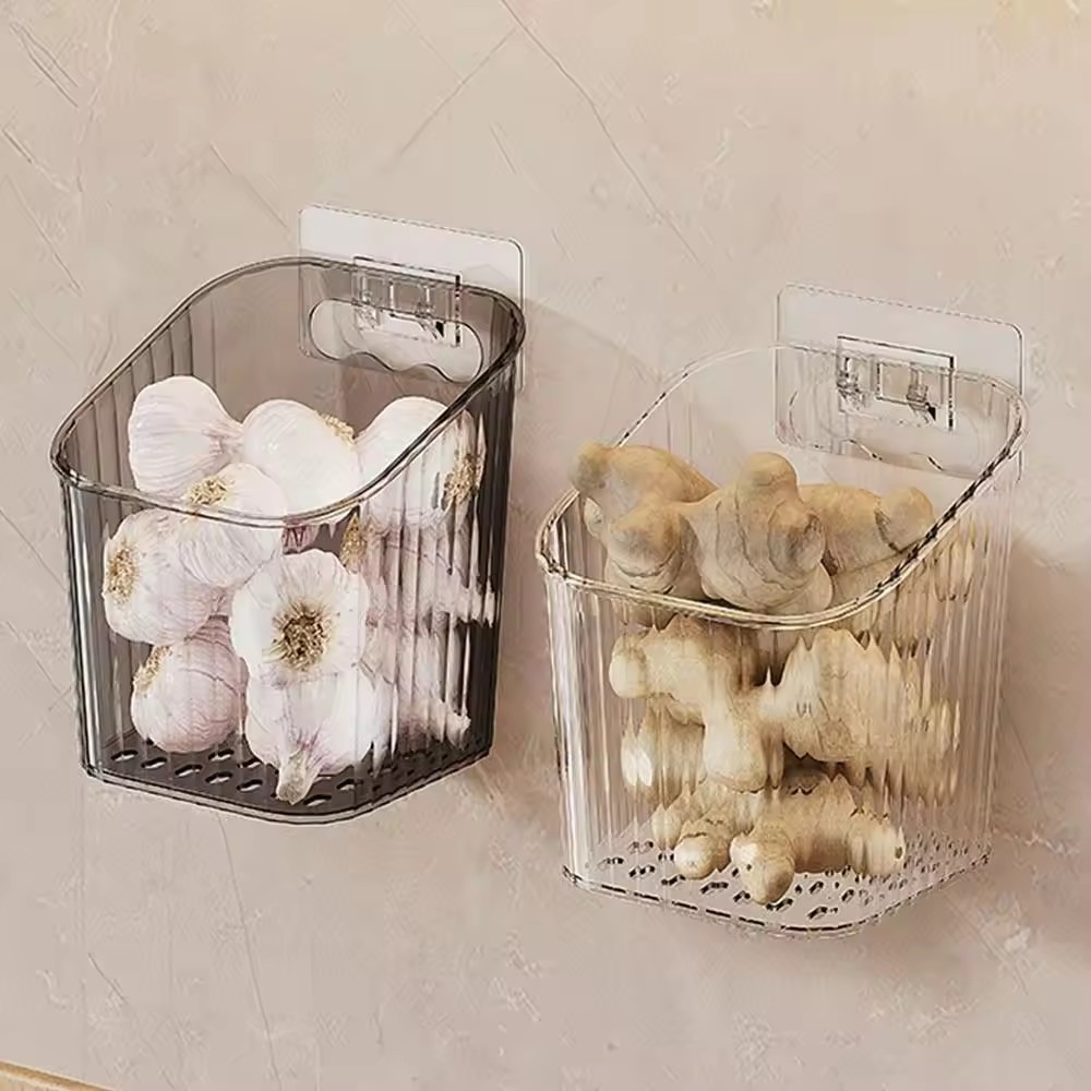 Di Động Gia Đình Tỏi Gừng Và Hành Trong Suốt Giỏ Bảo Quản Treo Tường Giá Để Đồ Dùng Nhà Bếp