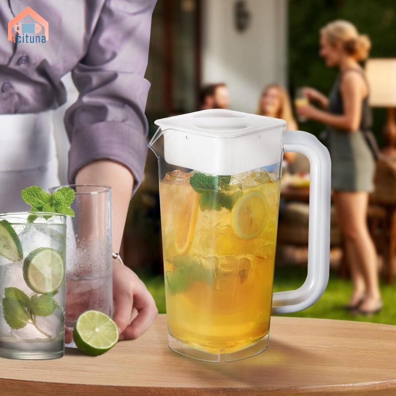 Bình đựng nước 2L Dung tích lớn Đa năng Dễ dàng làm sạch Quà tặng gia đình mùa hè có nắp cho trà đá Nước giải khát