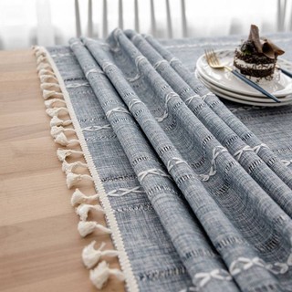 Ins Cô Gái Trái Tim Vải Lanh Cotton Khăn Trải Bàn Nhỏ Tươi Vuông Tua Rua Khăn Trải Bàn Hình Chữ Nhật Học Sinh Vải