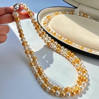 [ DAISYN ] N987 vòng cổ ngọc trai mix hạt vàng trắng , dây chuyền ngọc trai nhân tạo , chuỗi hạt ngọc