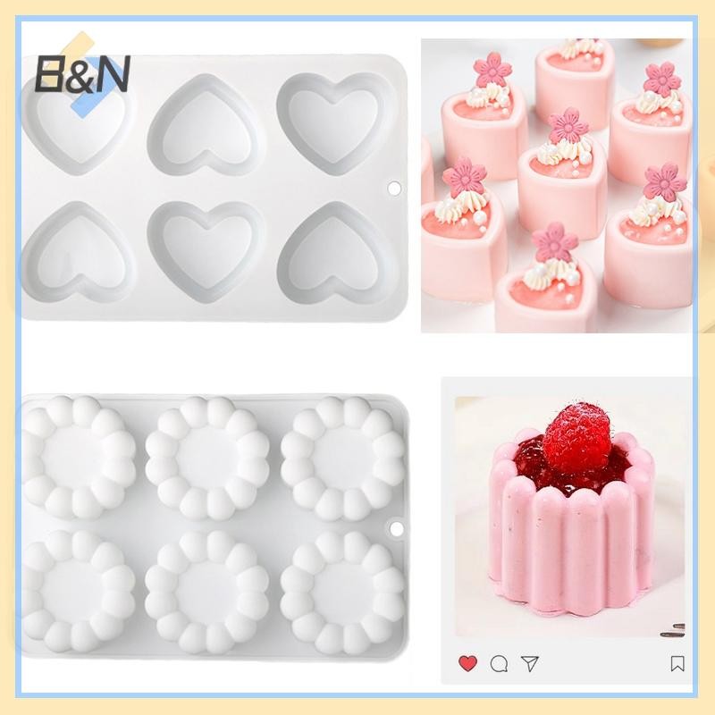 B & N 3D Trái Tim / Ngôi Sao / Tròn / Vuông Hoa Pudding Khuôn Silicon Mousse DIY Món Tráng Miệng Khuôn Socola Dụng Cụ Trang Trí Bánh Máy Nướng.