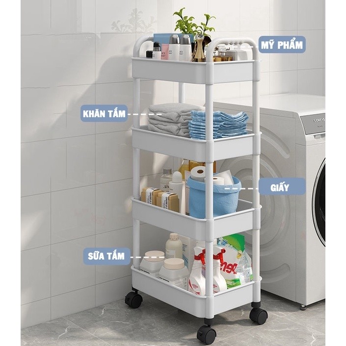 Kệ đựng đồ xe đẩy nhiều tầng Kệ Đựng Đồ Đa Năng Có Bánh Xe Đẩy Chuyên Dụng Chất Liệu Nhựa Cao Cấp-BB