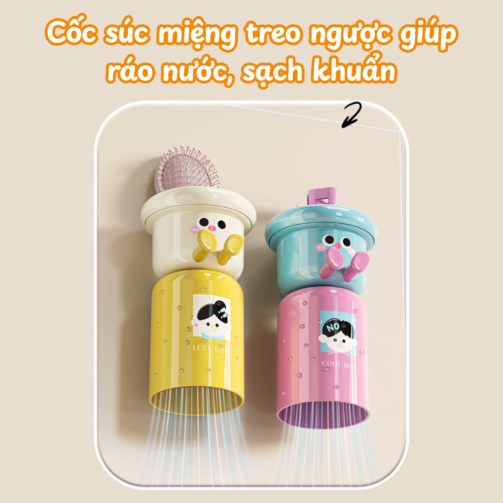 Giá Đỡ Cốc Bàn Chải Đánh Răng Từ Tính Hút Nam Châm Tiện Lợi, Bộ Cốc Bàn Chải Đánh Răng Cho Bé dinohome