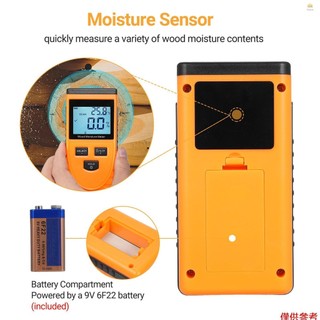 Máy đo độ ẩm bằng gỗ kỹ thuật số GM630 Máy đo độ ẩm bằng gỗ cầm tay có đèn nền LCD 8 bánh răng có thể chuyển đổi với pin 9V 6F22 cho hầu hết các loại vật liệu gỗ