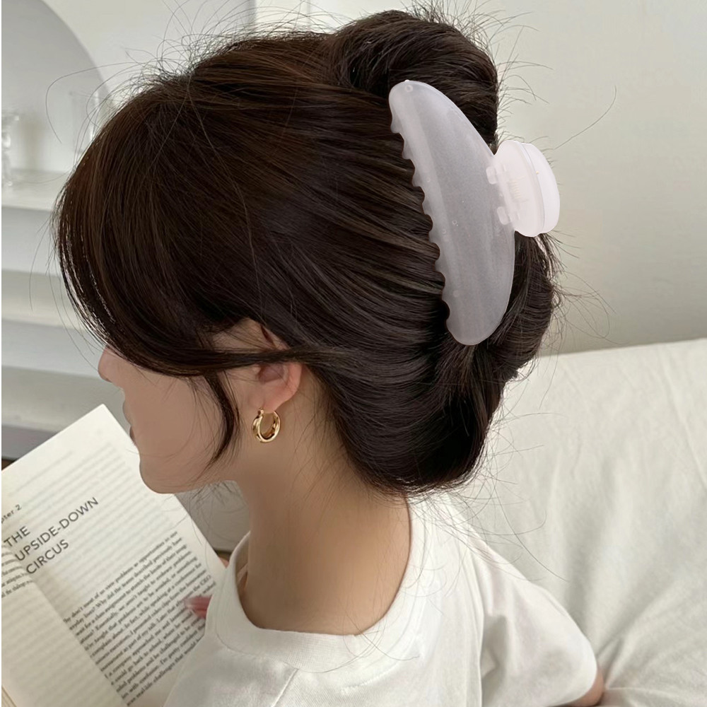 Kẹp Cá Mập Size Lớn Màu Trơn Thanh Lịch - Phụ Kiên Tóc Phong Cách INS Hình Bán Nguyệt Tóc Móng Vuốt 2025