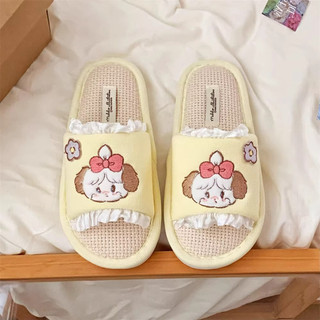 XIXITIAO Dép Đi Trong Nhà Bằng Cotton Và Lanh Kiểu Hoạt Hình Thích Hợp Cho Mùa Xuân Và Mùa Hè Dành Cho Nữ