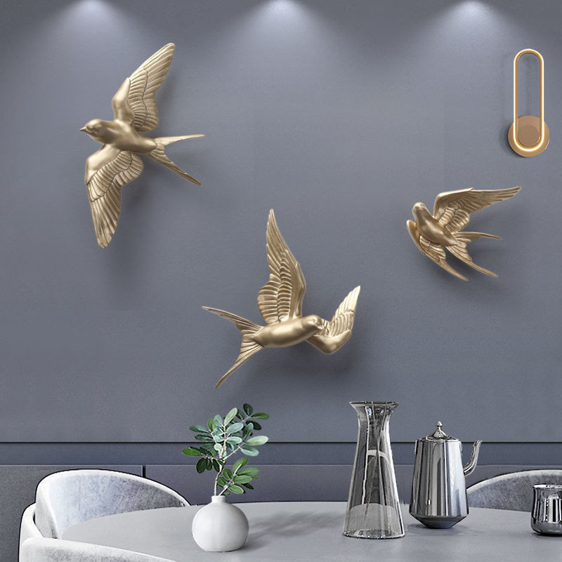 Bắc Âu Phòng Khách Tường Trang Trí Mặt Dây Chuyền Lối Vào Phòng Ăn Nghệ Thuật Sáng Tạo 3D Chim Treo Trang Trí