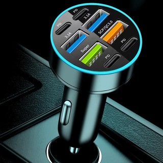 [BBNZDD] Bộ sạc xe hơi 8 cổng 4USB + 4Type-C PD Xe tải Bộ chuyển đổi điện thoại cho điện thoại Android Máy tính bảng máy tính xách tay cho BVAH