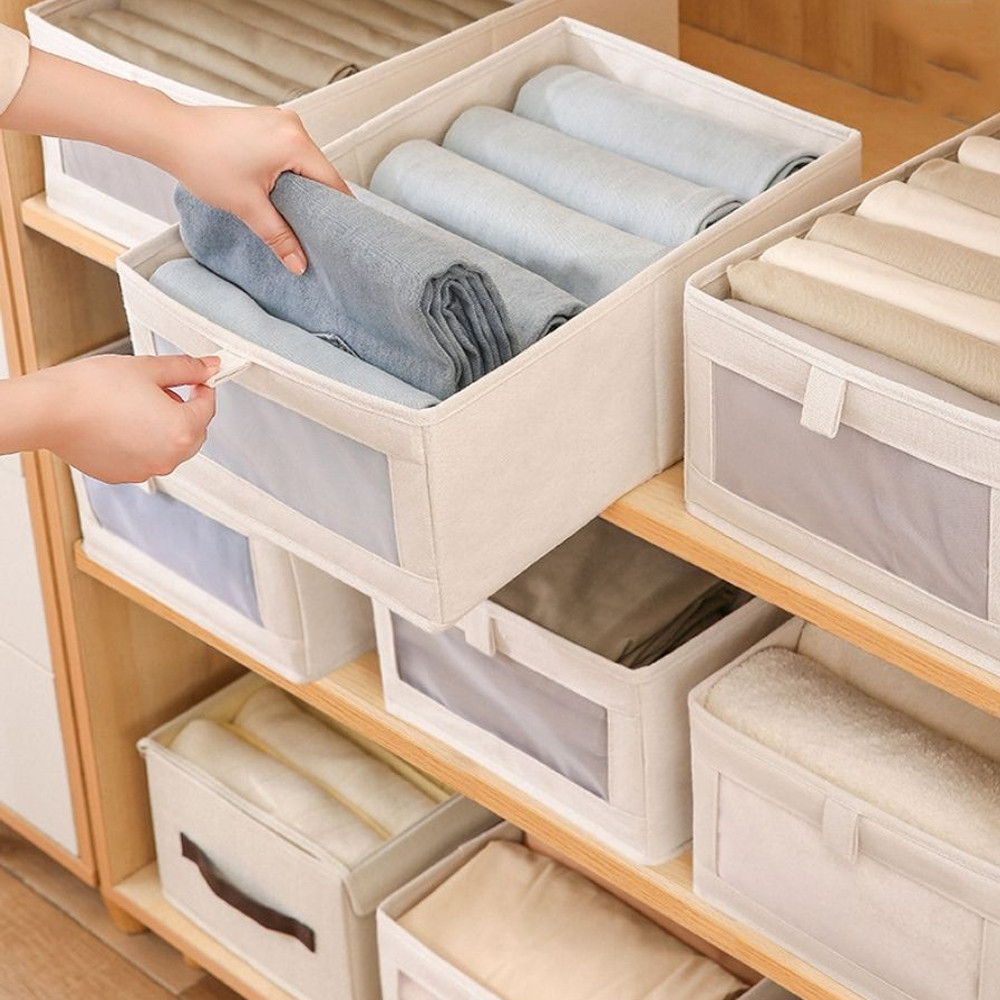 Hộp đựng quần áo, đựng tất vớ, đồ lót vải oxford tấm nhựa PP cứng cáp có thể gập gọn thông minh