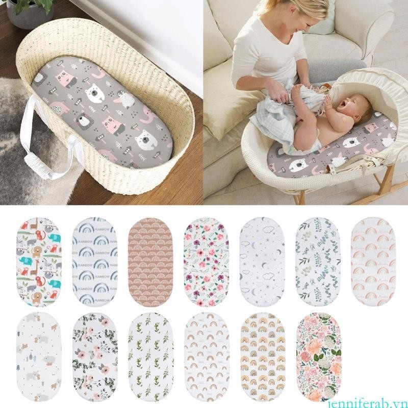 Jenniferab Đệm Bassinet Trang Bị Tấm Trẻ Sơ Sinh Cũi Giỏ Chăn Ga Gối Thảm Bao Bé Essential