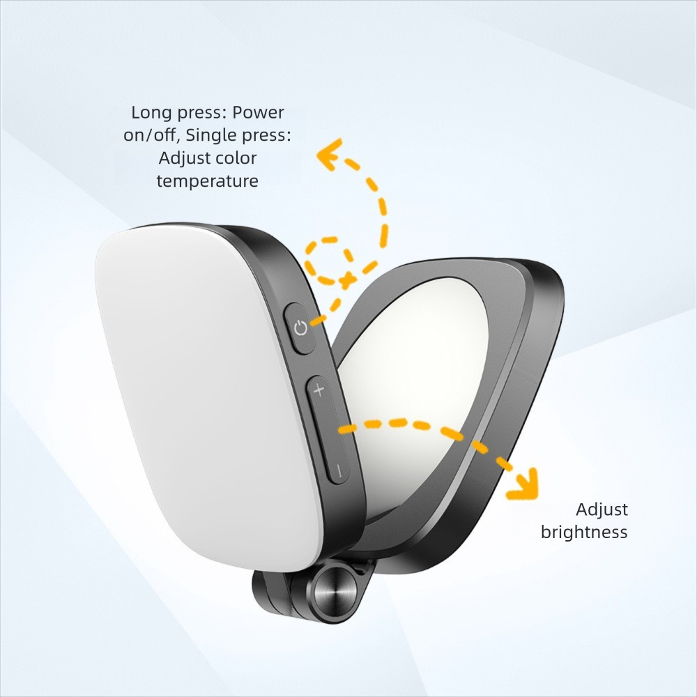 FAVORITEGOODS Selfie Fill Light, Chân đế có gương Đèn selfie từ tính, Đèn chụp ảnh từ tính cầm tay Mini nhẹ cầm tay ngoài trời