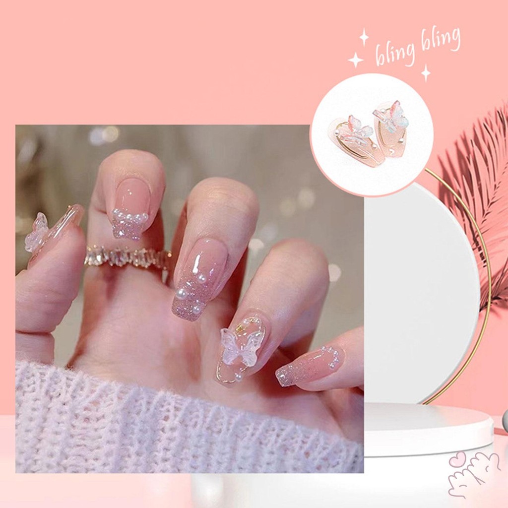Bướm Tấm Móng Tay Với Kim Cương Giả Không Ba Lan Sử Dụng Bền Đẹp Móng Tay Bộ Dụng Cụ Làm Móng Tay Nghệ Thuật Người Mới Bắt Đầu Thực Hành