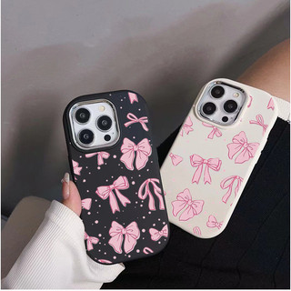 Ốp Điện Thoại Cho RENO 13F 11F 12F 7 8 PRO 4 5 6 Lite 8T 5Z 6Z 2Z 2F 5F OPPO A18 A38 A16 A17 A3S A53 A57 A77 A77S A59 A74 A94 Ốp Điện Thoại Màu Hồng Nơ Sang Trọng Mạ Kim Loại Ống kính