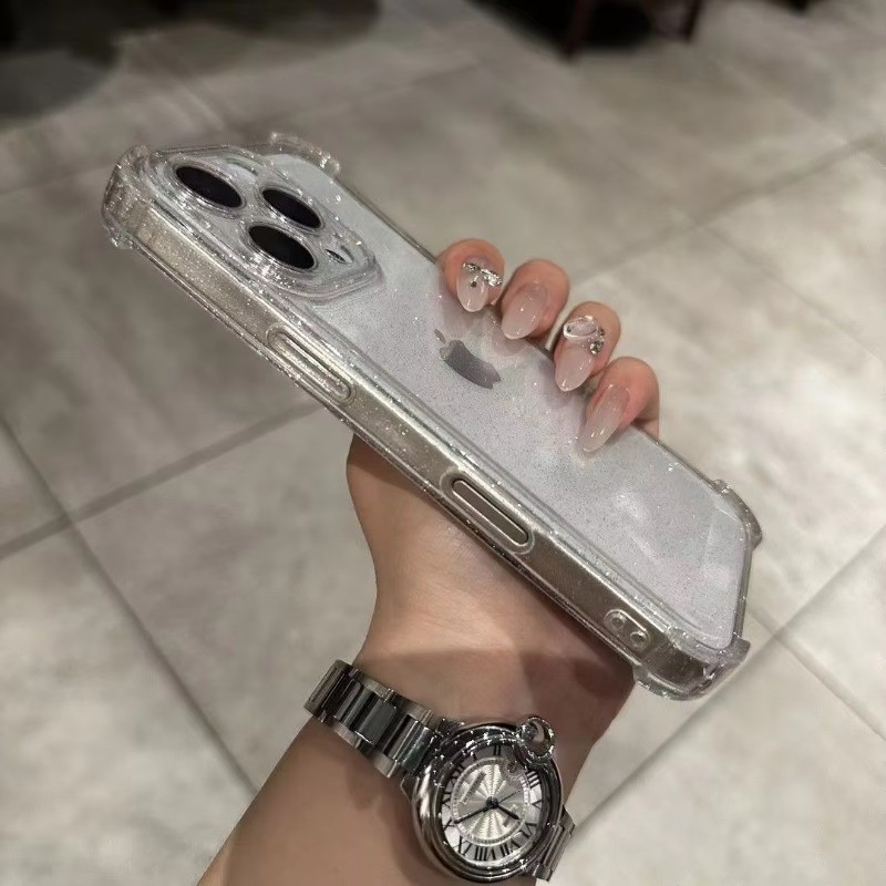 Ốp Lưng Trong Suốt Lấp Lánh Bling Cho iPhone 16 15 14 13 12 11 Pro Max XS X XR 15PRO 16PRO Silicon Mềm Trong Suốt