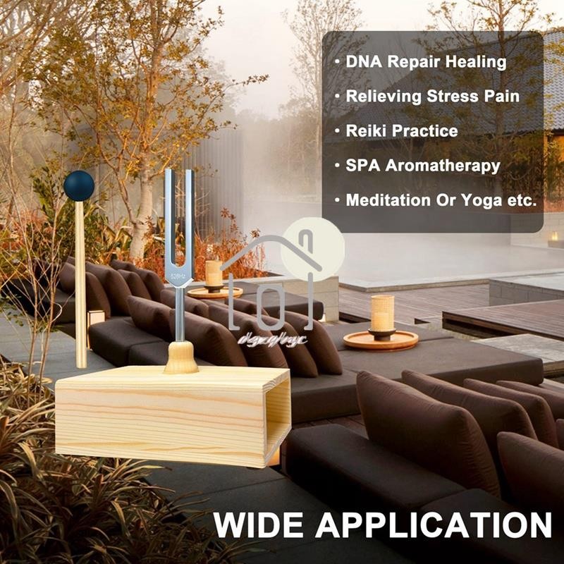 Nĩa điều chỉnh 528Hz có hộp cộng hưởng, hợp kim nhôm, loa gỗ, hoàn hảo cho hương liệu SPA, giảng dạy cộng hưởng