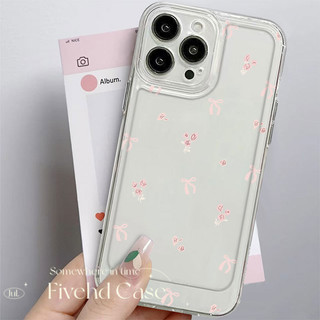 Ins Hàn Quốc Cô Gái Dễ Thương Nơ Màu Hồng Đơn Giản Trong Suốt Cho iPhone 11 16 15 14 13 12 Pro Xs Max XR X 7 8 6 6s Plus SE Mềm TPU Ốp lưng Bảo Vệ Chống Rơi Ốp Lưng