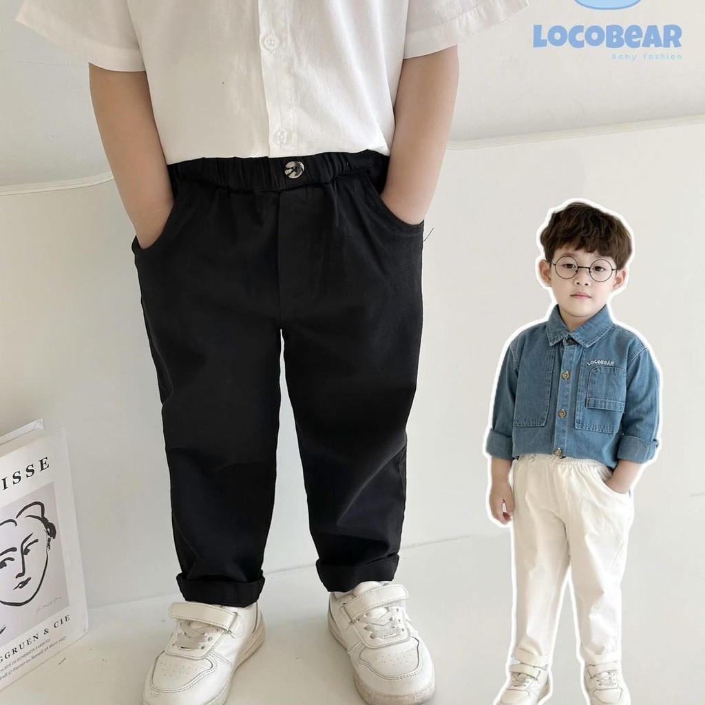 Quần kaki bé trai Locobear LCHQ011 dài basic phong cách Hàn Quốc – quần trẻ em nam size 80-140 (9-29kg)