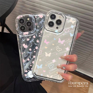 ibumpers Ốp Điện Thoại iPhone Hợp Thời Trang Ins Phong Cách Laser Hoa Bướm Họa Tiết Cho IPhone 16 15 14 12 13 11 Pro Max IP 7 8 Plus X XS XR Mẫu Sóng Ốp Lưng Trong Suốt Dày Dặn TPU Mềm Chống Sốc