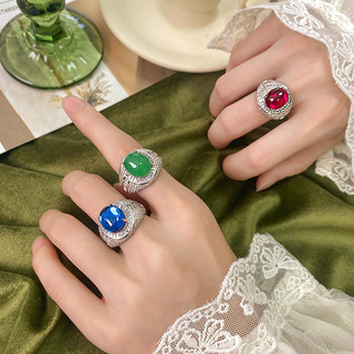 Châu Âu Mỹ ins Phong Cách Mới Đính Kim Cương Mô Phỏng Vòng Cột Sống Xanh Nữ Đá Chính 10 * 12