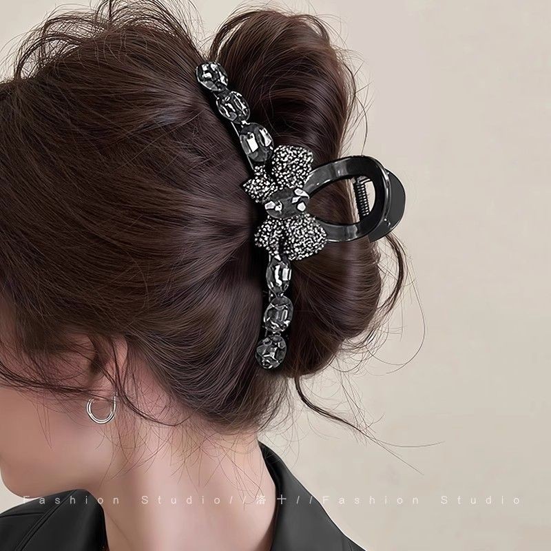 Full Kim Cương Nơ Lấy Kẹp Nữ Đơn Giản Cua Móng Vuốt Tóc