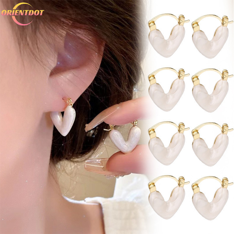Đôi Thanh Lịch Tươi Ngọt Trắng Thả Dầu Bằng Kính Bông Tai - Nhẹ Sang Trọng Phụ Kiện Tai Dự Tiệc Hàng Ngày