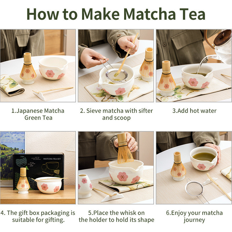 4 / 5 / 7 Bộ Máy Xay Sinh Tố Matcha Nhật Bản Với Máy Đánh Tre Matcha Bàn Chải Muỗng Cà Phê Lò Cho Cửa Hàng Đồ Uống DIY Dụng Cụ Làm Trà