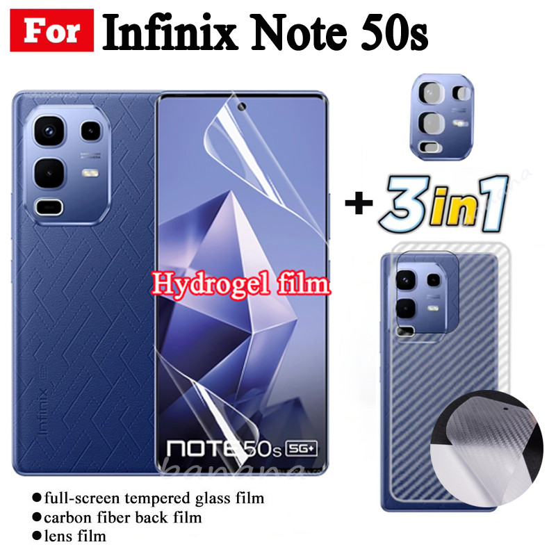 Infinix Note 50s Full Trong Suốt Hydrogel Mềm Bảo Vệ Màn Hình Cho Infinix Note 50 Pro + Note 50X Mặt Trước Flim + Mặt Sau Flim + Ống Kính Máy Ảnh Flim