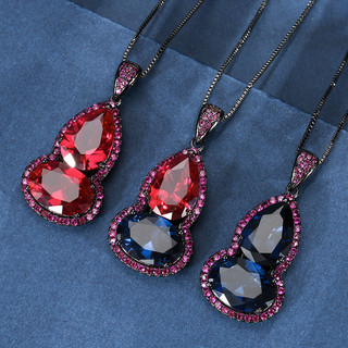 Vòng cổ nữ phong cách Châu Âu - Mỹ INS, đá corundum vàng đen, kích thước 10*14