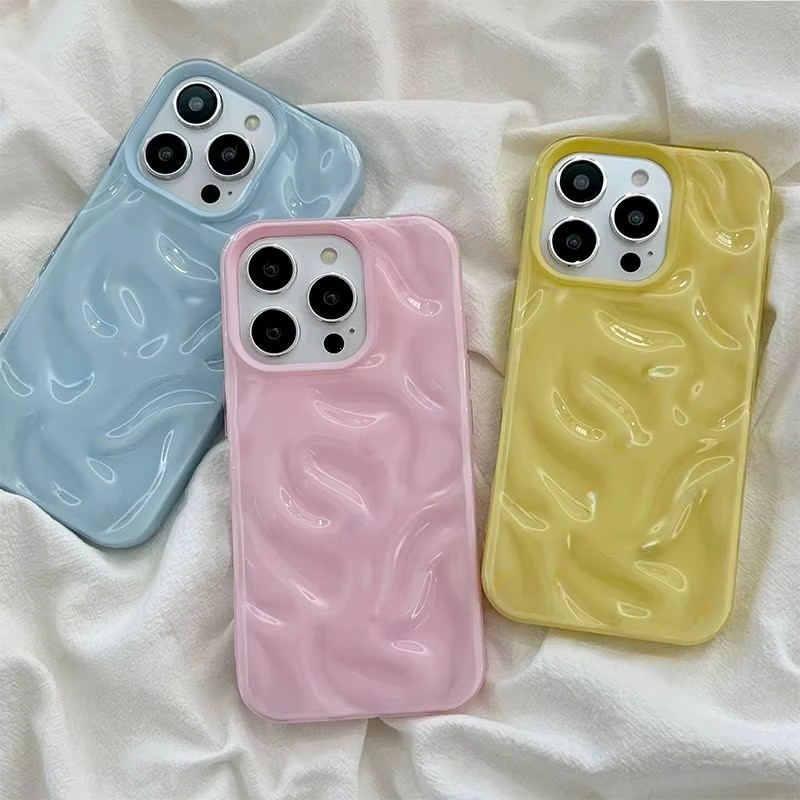 Ốp điện thoại mềm hình sóng silicon mềm sang trọng cho iPhone 16 Pro Max 15 Pro 14 13 12 11 Plus Ốp lưng chống sốc kẹo