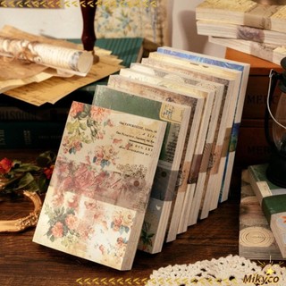 MIKYCO 100 Chiếc Giấy Nền, 8 Kiểu DIY Thêu Sò Tin Nhắn Chất Liệu Giấy, Vintage Với Hoa Sáng Tạo Trang Trí Memo Pad Album Nhật Ký