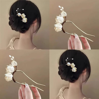 MAUROPOLI Kẹp tóc hình chữ U cao cấp phong cách Trung Quốc Magnolia, mũ đội đầu nhẹ nhàng
