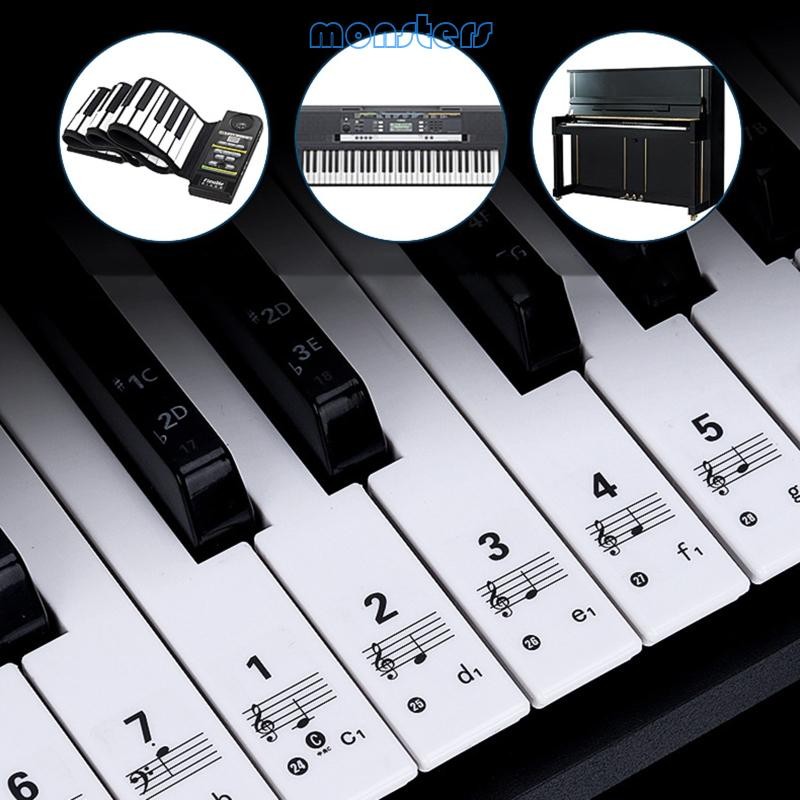 Miếng Dán Đàn Piano Màu Mon Cho 54 61 88 Phím Phím Ghi Chú Nhãn Dành Cho Người Mới Bắt Đầu Trong Suốt Và Có Thể Tháo Rời